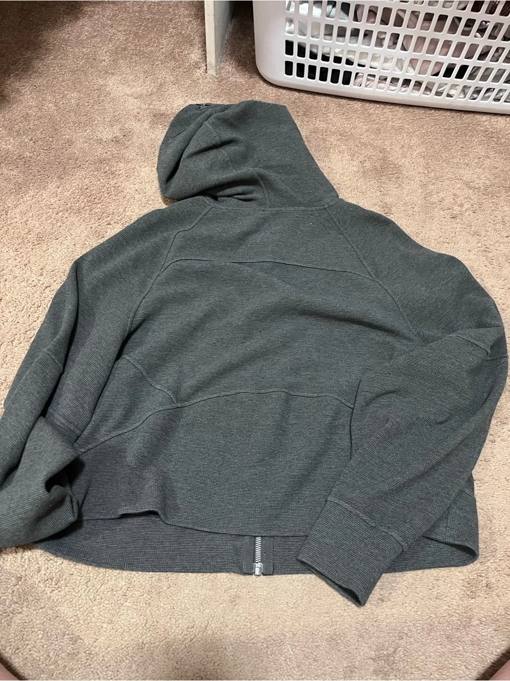 Lululemon Charcoal Gray Zip-Up Hooded Scuba Waffle Sweatshirt Size XL/XXL